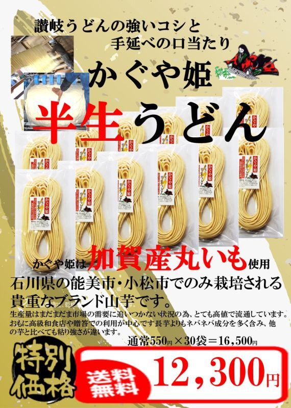 画像1: かぐや姫◆手延べ半生うどん250ｇ30袋◆全国送料無料です